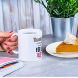 Thanksgiving birthday mug with pumpkin pie